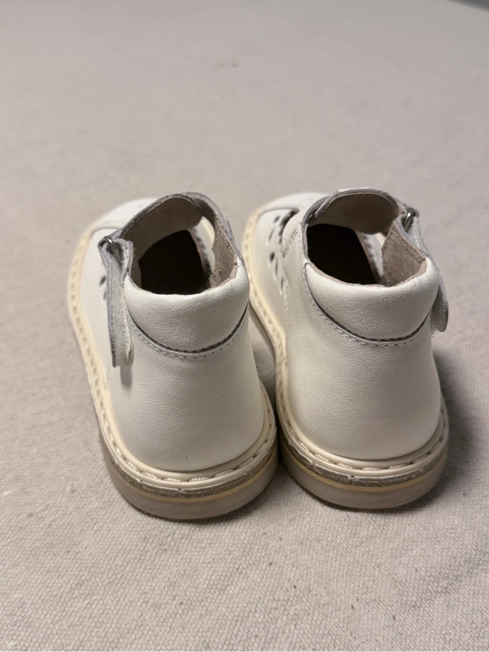 Kids White Leather Shoes with T-Strap